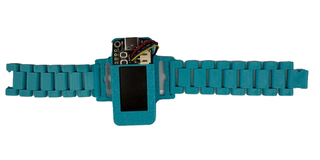 Top view of assembled tremor detection wrist device